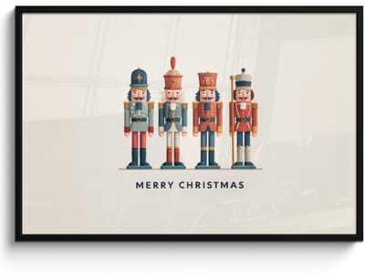 Poster in lijst - Fotolijst 120x80 cm - Posters - Notenkrakers - Minimalistisch - Kerst - Beige - Posterlijst zwart - Decoratie - Wanddecoratie woonkamer - Muurdecoratie slaapkamer - Kerstversiering - Kerstdecoratie voor binnen - Kerstmis