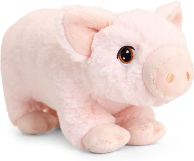 Keel Toys Pluche knuffel dier - roze varken / biggetje - 18 cm - Knuffelbeesten - Boerderij dieren - speelgoed