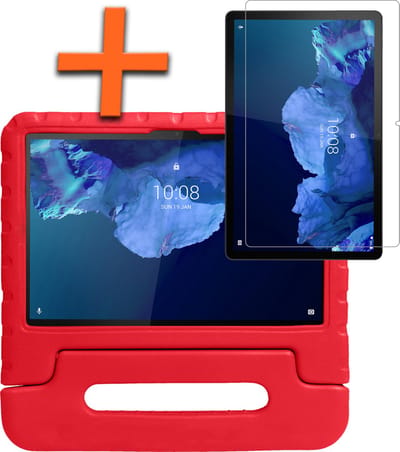 Hoesje - Geschikt voor Lenovo Tab P11 Plus - Met Screenprotector - Kinderhoes Shockproof Bumper - Kidsproof Case - Tablet Hoes - Kinder Hoes Cover - Rood