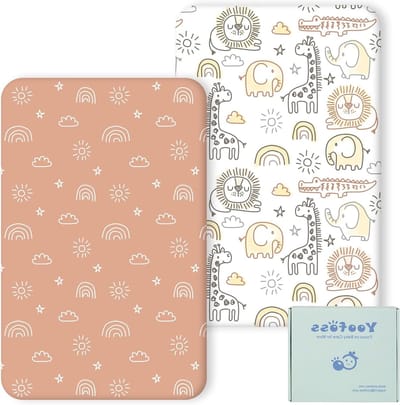 Fitted Bed Sheets 120x60cm Ultra Zacht en Ademend, 2 Stuks Bruine Giraf Motief voor Babybedje
