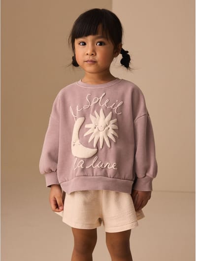 Next - Meisjes - Set met sweatshirt met ronde hals en short - Bruin