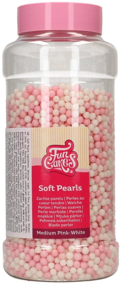 FunCakes Zachte Parels - Medium - Roze/Wit - 500g - Eetbare Taartdecoratie