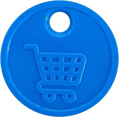 Neutrale winkelwagenmunten € 0,50 formaat - sterk kunststof - 100 stuks - Blauw