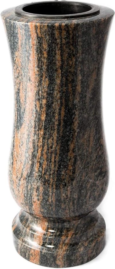 Grafvaas Graniet - Grafsieraad Vaas - Bloemen Presenteren - Vorstbestendig Weerbestendig - Hoogte 28cm Diameter 12cm - Gneis Barap Halmstad
