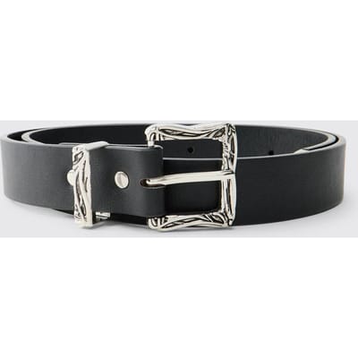 PU Western Buckle Belt | Black | Size Large/XL