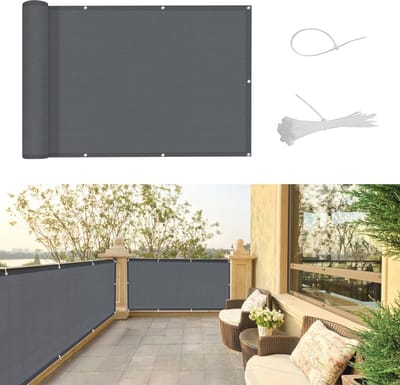 Balkonscherm 100 x 600 cm | Privacyscherm Tuin | Weerbestendig en UV-Bescherming | Antraciet