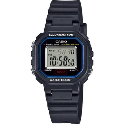 Casio Collection LA-20WH-1CDF Vierkant Digitaal Horloge met Zwarte Resin Horlogeband