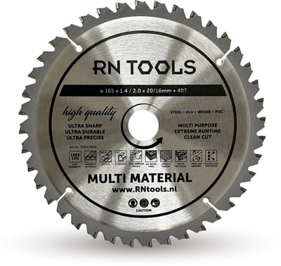 RNtools Cirkelzaagblad Multi Material - 165 mm - 40 tanden - hout, metaal en aluminium