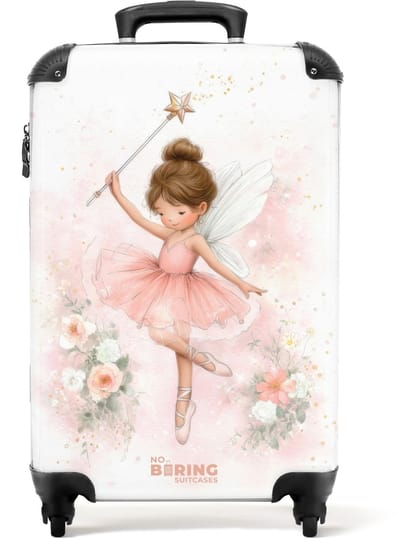 NoBoringSuitcases.com - Koffer - Fee in een balletjurk op spitzen - Past binnen 55x40x20 cm en 55x35x25 cm - Trolley handbagage - Valiezen met wieltjes volwassenen - Reiskoffer op wielen - Rolkoffer lichtgewicht