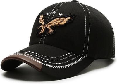 Baseball Cap Eagle – Zwart – Denim Pet met Adelaar Print