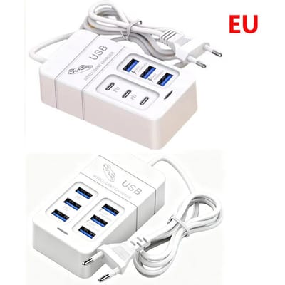 6-poorts USB-snellaadstation 35W PD Type C snellaadwandladers USB-hubadapter EU-VS-stekker