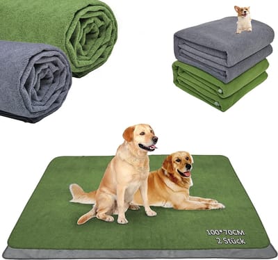 Wasbare Puppy Pads Set van 2, 100 x 70 cm, Snelle Absorptie, Ideaal voor Puppy Training en Incontinentie bij Honden