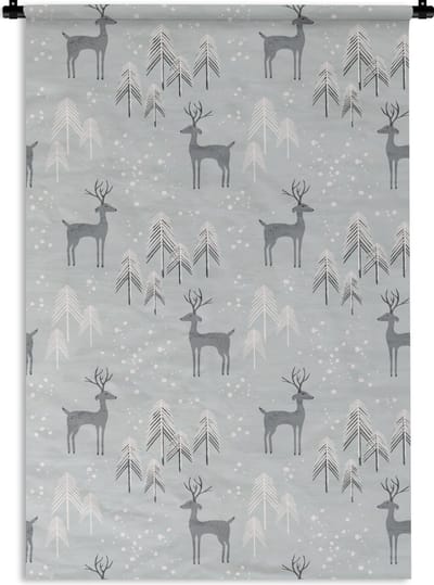 Wandkleed - Wanddoek - Patronen - Hert - Winter - 60x90 cm - Wandtapijt