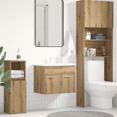 vidaXL - Wastafelkast - 60x38,5x46 - cm - bewerkt - hout - artisanaal - eikenkleur