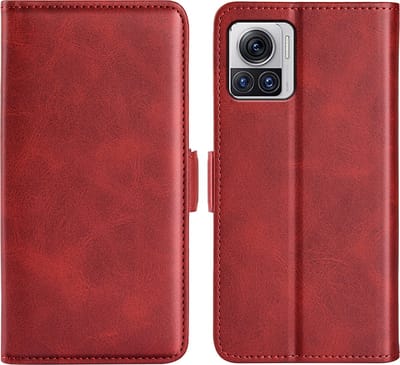 MobyDefend Hoesje - Geschikt voor Motorola Edge 30 Ultra - Luxe Wallet Book Case (Sluiting Zijkant) - Rood