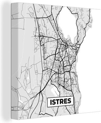 Canvas Schilderij Stadskaart - Frankrijk - Kaart - Istres - Plattegrond - 20x20 cm - Wanddecoratie