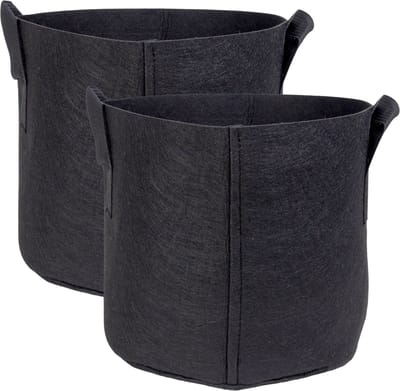 Intirilife 2x fleece plantzak in 20 liter - 5 gallon - 30 x 25 cm - Plantenbak van fleece met draaghengsels voor tuin, kas en nog veel meer. - Plantenbak plantzak