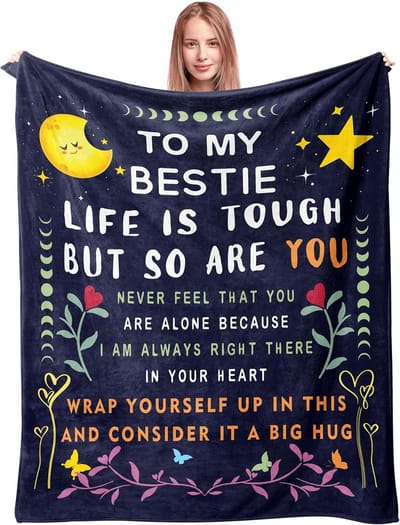 Deken voor Bestie - Beste Vriendin Cadeau - Warmte en Comfort - Zachte Flanellen Stof - 152 x 127cm - Donkerblauw