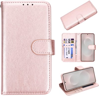 Casemania Hoesje Geschikt voor Samsung Galaxy S26 - Rosegoud - Luxe Kunstleren Portemonnee Book Case met Pasjeshouder en Standaardfunctie