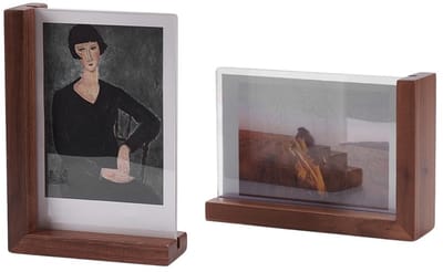 Dailygoods- Fotolijst 2 Stuks - Acryl met Houten Standaard - Helder Rechthoek - Foto Display - Afmetingen 111 x 40 x 161 mm - Voor Thuis/ Kantoor - Fotoframe