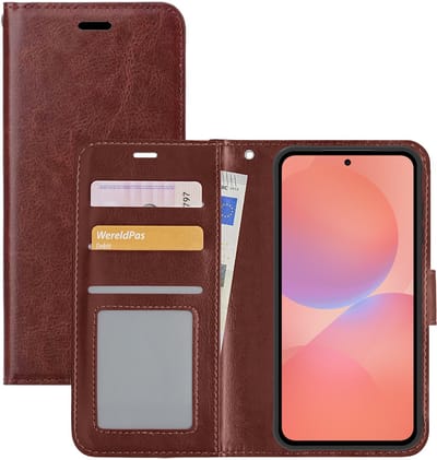 Hoesje - Met Pasjeshouder - Geschikt voor Samsung Galaxy A36 - Luxe Bookcase Portemonee - Flip Case - Kunstleer Book Case - Flipcase - Book Cover - Walletcase - Portemonneehoes - Bruin