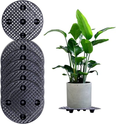 Famanu – Set van 6 ronde gaasmatten Ø 30 cm, onderzetters voor bloempotten, geschikt voor tuin, balkon en binnen, zwart