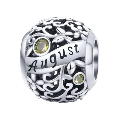 Geboortesteen maand Augustus bedel | bedels voor armband | Limoen groen zirkonia | bedels beads cadeau | Zilverana | geschikt voor alle bekende merken | 925 zilver | moederdag