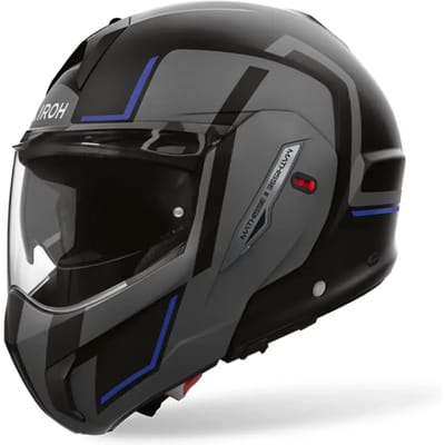 Airoh Mathisse II Genius Matzwart Grijs Blauw Systeemhelm - Helm