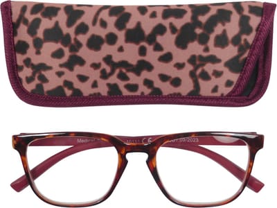 Lilly&June Leesbril Havana/Kersenrood +1 - Met Bijpassend Etui