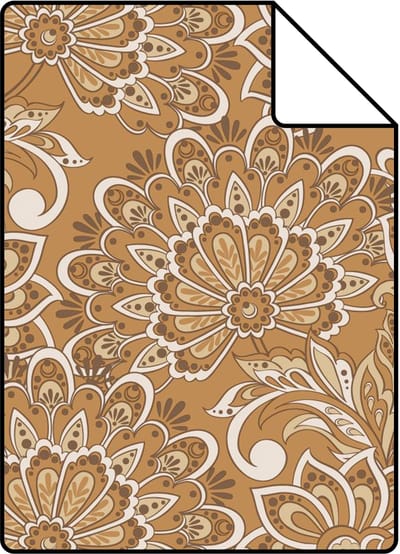 Proefstaal ESTAhome behang vintage bloemen bruin - 26.5 x 21 cm - 131089-S