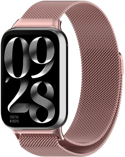 Stravo Milanese bandje - Geschikt voor Xiaomi Smart Band 8 Pro (Xiaomi Mi Band 8 Pro) / Xiaomi Smart Band 9 Pro (Xiaomi Mi Band 9 Pro) - RVS metaal Milanees smartwatchbandje met magneetsluiting Voor Redmi Watch 4 / 5 / 6 (Roze)