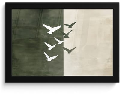 Poster in lijst - Fotolijst 30x20 cm - Posters - Japandi - Vogel - Groen - Posterlijst zwart - Decoratie - Wanddecoratie woonkamer - Muurdecoratie slaapkamer