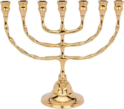 Menora Kaarsenhouder - Kandelaar Joods - Feestelijke Verlichting - Klassiek 7-armig Design - 22 cm - Gepolijst Messing