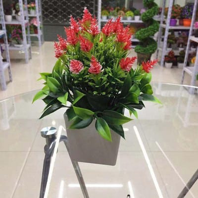 Nieuwe Kunstmatige Potplant Met Pot Bonsai Kunstzijde Bloem Binnen Buiten Huis Tuin Kantoor Decoratie Planten Ornamenten rood