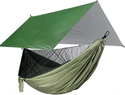 Camping Hangmat - Dubbele Hangmat - Outdoor Ontspanning - Met Klamboe - 1-2 Personen - Geel