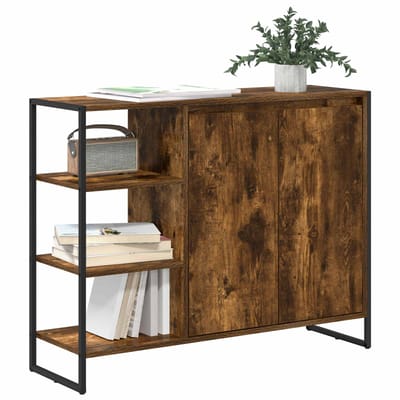 vidaXL - Bijzetkast - Rook - Eik - 96,5 - x - 30 - x - 75 - cm - Bewerkt - hout