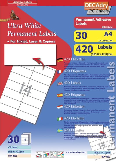 Decadry Etiketten / Labels 105 x 42mm