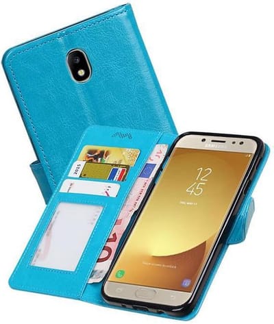 Hoesje Geschikt voor Samsung Galaxy J7 2017 - Portemonnee hoesje booktype wallet Turquoise