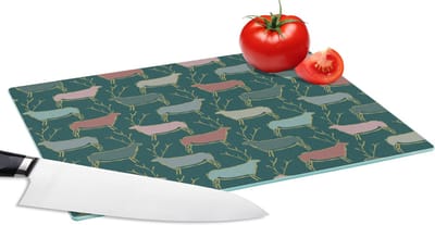 Glazen Snijplank - 28x20 - Patronen - Hert - Groen - Snijplanken Glas