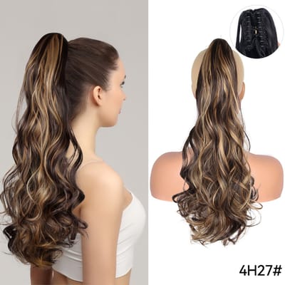 Ponytail mixed 4H27 (P006) Bruin Blond - 55cm - Paardenstaart - Haarverlenging - Extensions - Wavy - gemixt #4 #H27 - Haarstuk - 22'' - 22 inch