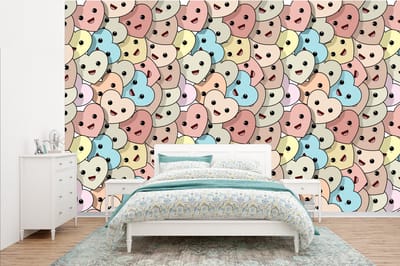 Behang - Fotobehang Hart - Patroon - Baby - Breedte 385 cm x hoogte 240 cm
