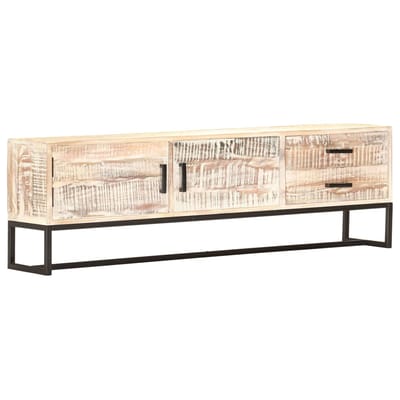 vidaXL - Tv-meubel - 140x30x45 - cm - massief - acaciahout - wit