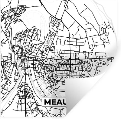 Muurstickers - Sticker Folie - Stadskaart - Frankrijk - Meaux - Kaart - Plattegrond - Zwart wit - 100x100 cm - Plakfolie - Muurstickers Kinderkamer - Zelfklevend Behang XXL - Zelfklevend behangpapier - Stickerfolie