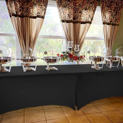 Tafelkleden Set - Hoeslakens - Feestelijke Decoratie - Stretch Materiaal - 2 Stuks - Zwart