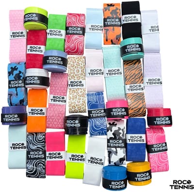 35 stuks | Roco Tennis Overgrips | Grippakket | Compleet Assortiment | Antislip | Dry | Zweetabsorberend | Tennis | Padel | Badminton | Squash | Overgrip | Tennisgrips | Soft | Dierenprint | Uniek patroon | Bloemenprint | Effen | Ombré