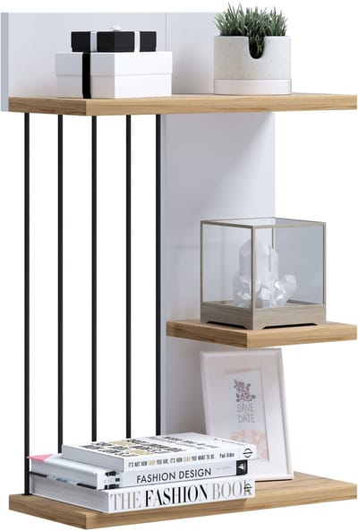VCM Modernes Hängeregal aus Holz – platzsparendes Wandregal Dolira M, 60 x 40 x 19 cm, elegantes Aufbewahrungs- und Bücherregal für Wohnzimmer, Büro & Flur