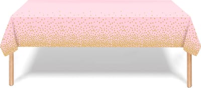 Tafelkleed Verjaardag Versiering Tafelloper Plastic Tafelzeil Roze Goud Stippen Feest Tafellaken Xl Formaat 137*274cm