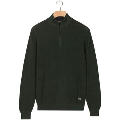 Baileys Trui Uni Color Structure Knit Half Zip Collar Donker Groen / male