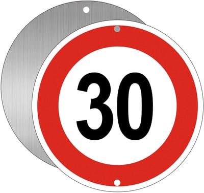 Dailygoods- Verkeersbord Ø 30 cm - Maximumsnelheid 30 km - Aluminium - Reflecterend - Weerbestendig - Opvallend verjaardagbordje voor buiten - Verkeerssignaal