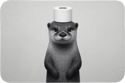Badmat 90x60 cm - Antislip - Otter - WC rol - Zwart - Wit - Badmatten voor badkamer - Badkamermat - Douchemat - Badkamer mat
